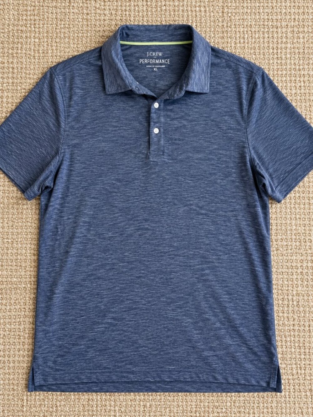 J.Crew Factory Performance Polo Men’s XL Heather Blue Stretch Golf BW546